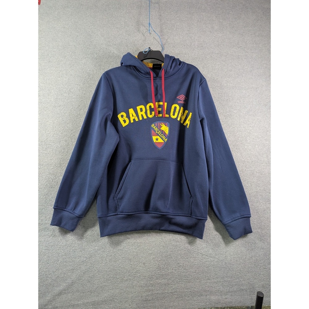 Umbro Barcelona Soccer Hoodie Medium Blue Pullover FC Barcelona 2015 Spain Logo